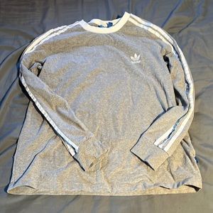 Grey And White Long Sleeve Adidas Shirt
